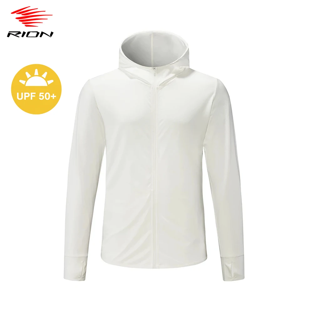 RION Men Hiking Jacket UPF50+ Sun Protection Coat Anti-UV Long Sleeves Running Suit Fishing Lightweight Cycling Clothing Sports