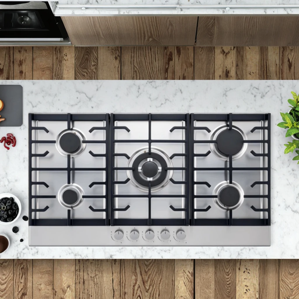 Five Burner Small Stainless Steel Morden Gas Stoves for Top Counters for Kitchen Household