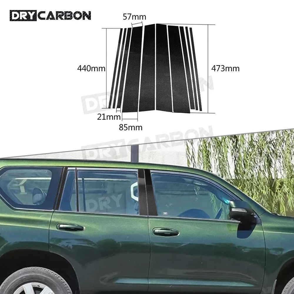 

For Toyota Land Cruiser Prado 2010-2018 Carbon Fiber Car Window Column B C Pillar Trim Cover Strip Stickers