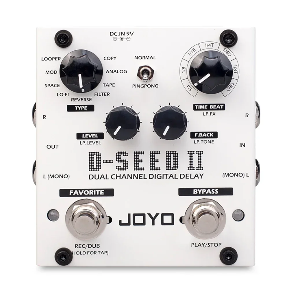 JOYO D-SEED II Delay Effect Guitar Pedal LOOPER Function Stereo Effects Dual Channel 8 Delay Modes Multi-effects Pedal