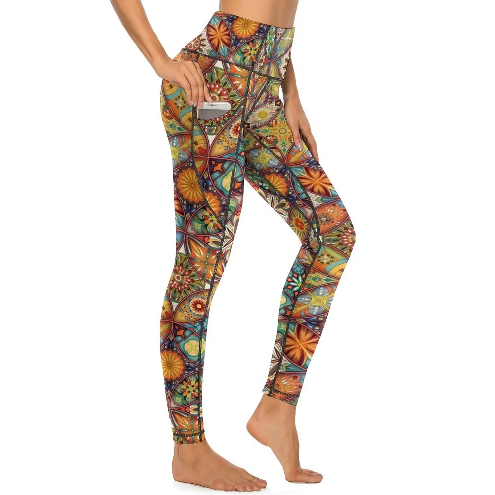 

Retro Boho Floral Yoga Pants Patchwrok Leggings Sexy Push Up Vintage Yoga Sports Tights Stretchy Design Fitness Gym Leggins