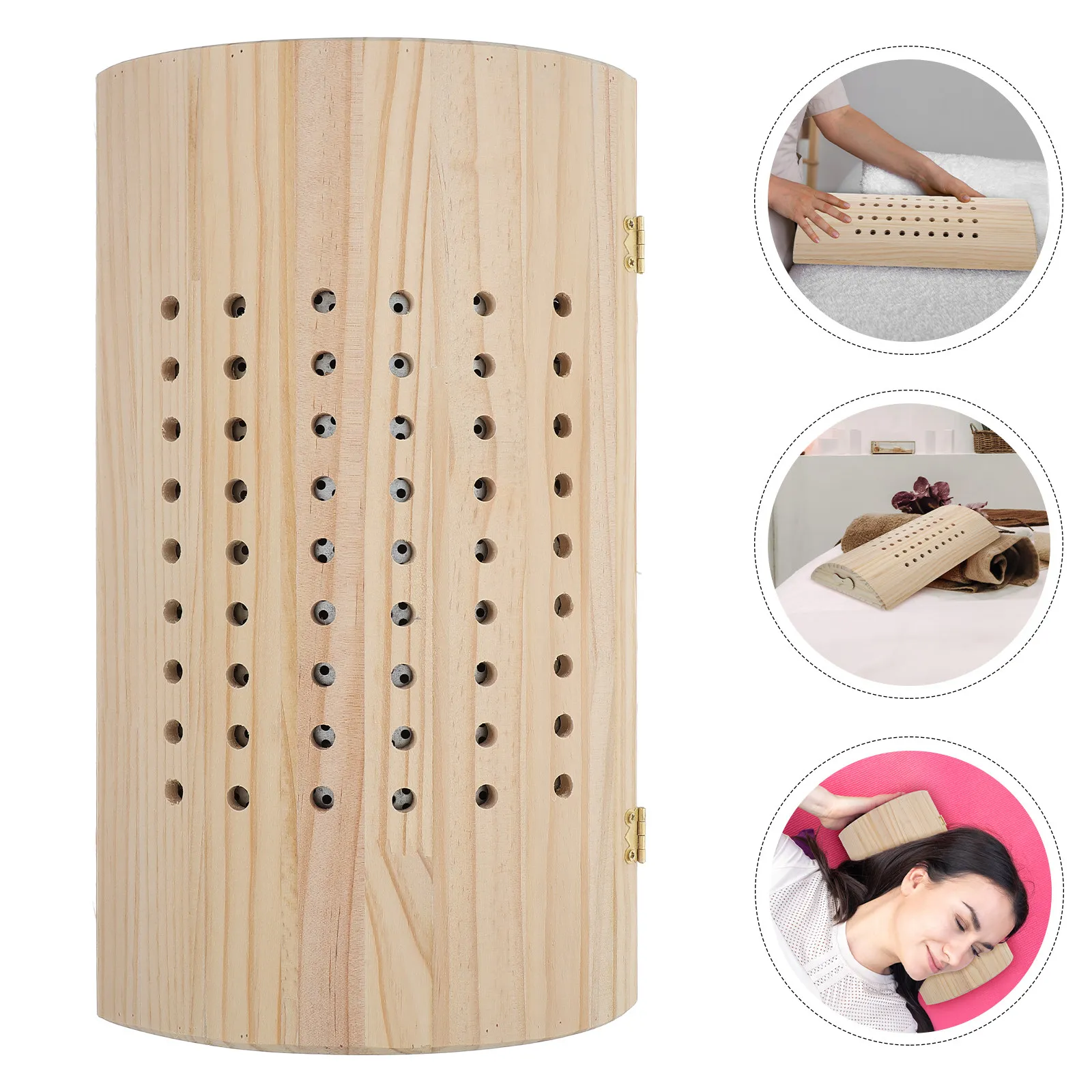 Wooden Moxibustion Lumbar Pillow Comfortable Cervical Neck Roll Pillow Sleep Accessory Reusable Massage Household Neck Cushion