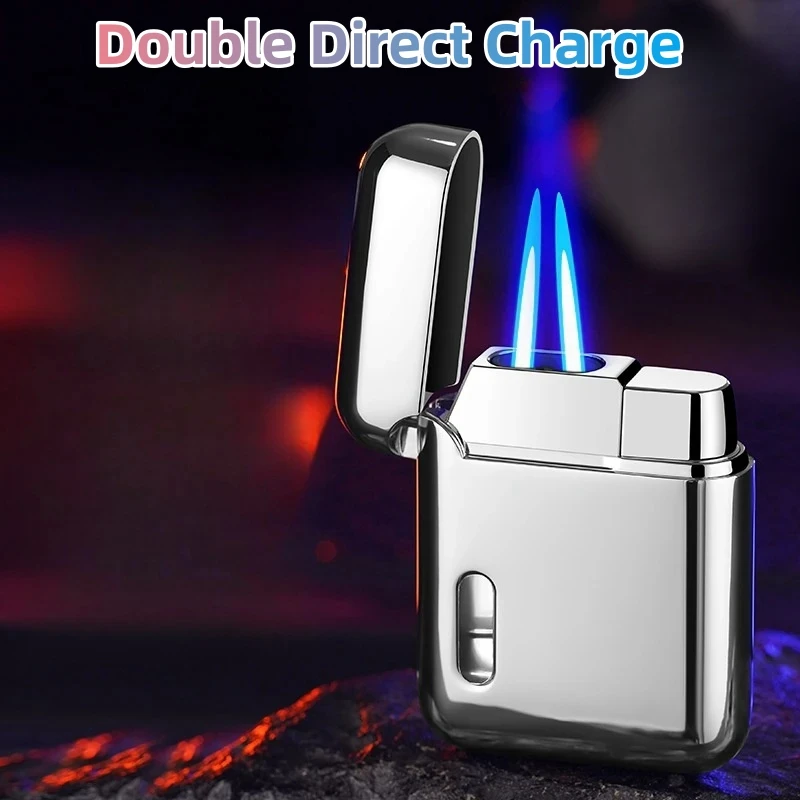 Metal Windproof Portable Butane Gas Direct Blue Flame Spray Torch Lighter Holiday Outdoor Barbecue Kitchen Cigar Men\'s Gift