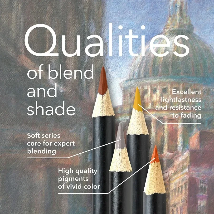 Набор 24-цветных карандашей Urban Sketching в жестяной коробке, гладкие пигментированные сердечники высшего качества, идеально подходящие для городской пейзаж