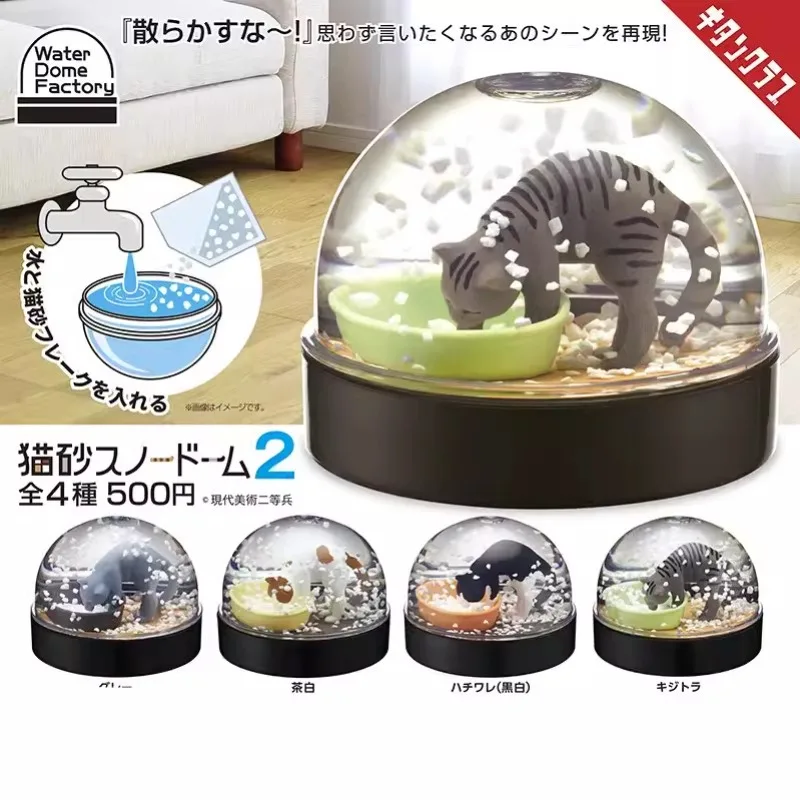 

Original Kitan Gashapon Cat Litter Snow Globe Model Capsule Toys Anime Figure Kawaii Cute Miniature Animal Figurine Decor Gift