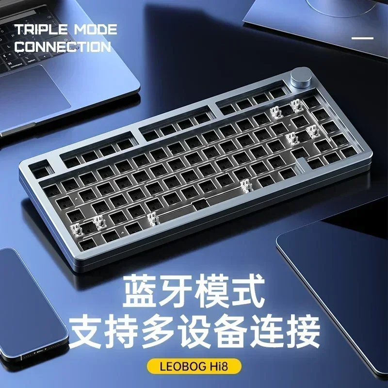 Imagem -05 - Kit Teclado Mecânico sem Fio Bluetooth Branco Liga de Alumínio 80 Chaves Pbt Mode Gasket Teclado Gaming Personalizado Leobot-hi8