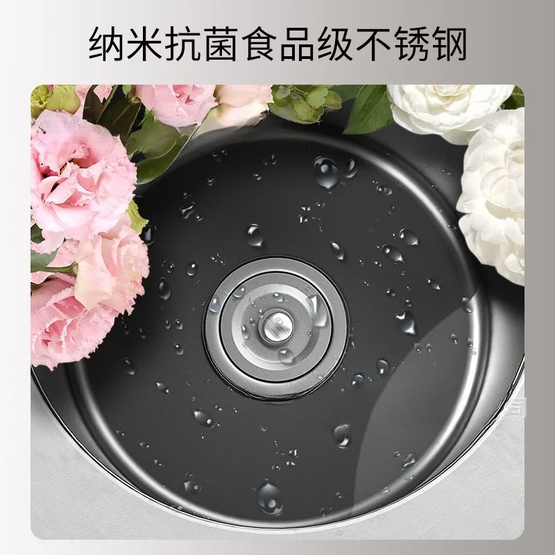 Black Nano Round Sink   Stainless Steel Bar  Basin Small Kitchen Dish Basin