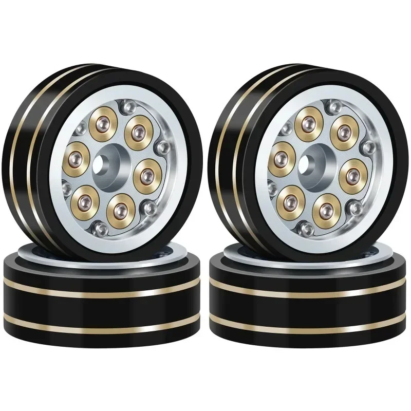 

4pcs 1.1" Counterweight Brass Beadlock Wheel Rims Tires HUB for Axial SCX24 TRX4M FCX24 1/24 1/18