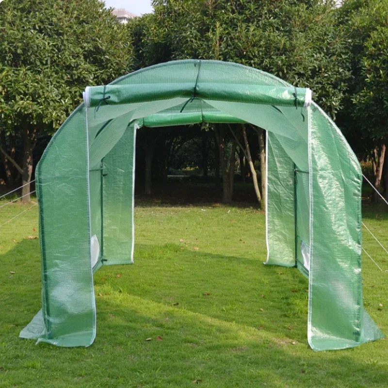 Large Bird Pest Control Antifreeze and Rainproof Greenhous with Iron Stand New Tunnel Greenhouse Flower House Durable 3M 2 Doors