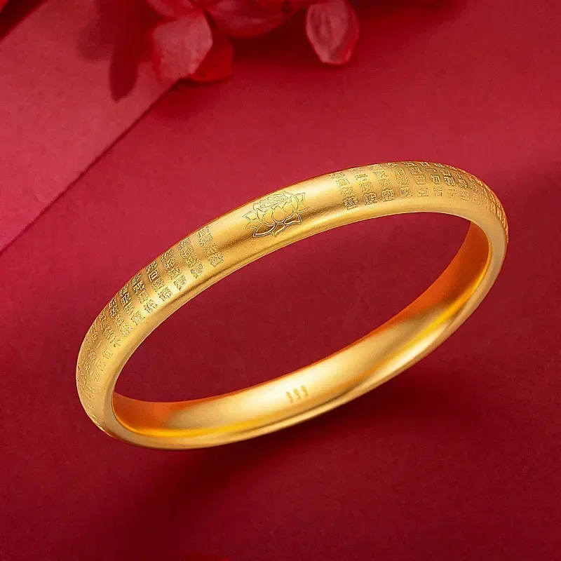 

9999 real gold 24K yellow gold Lotus Outer Heart sutra Bracelet