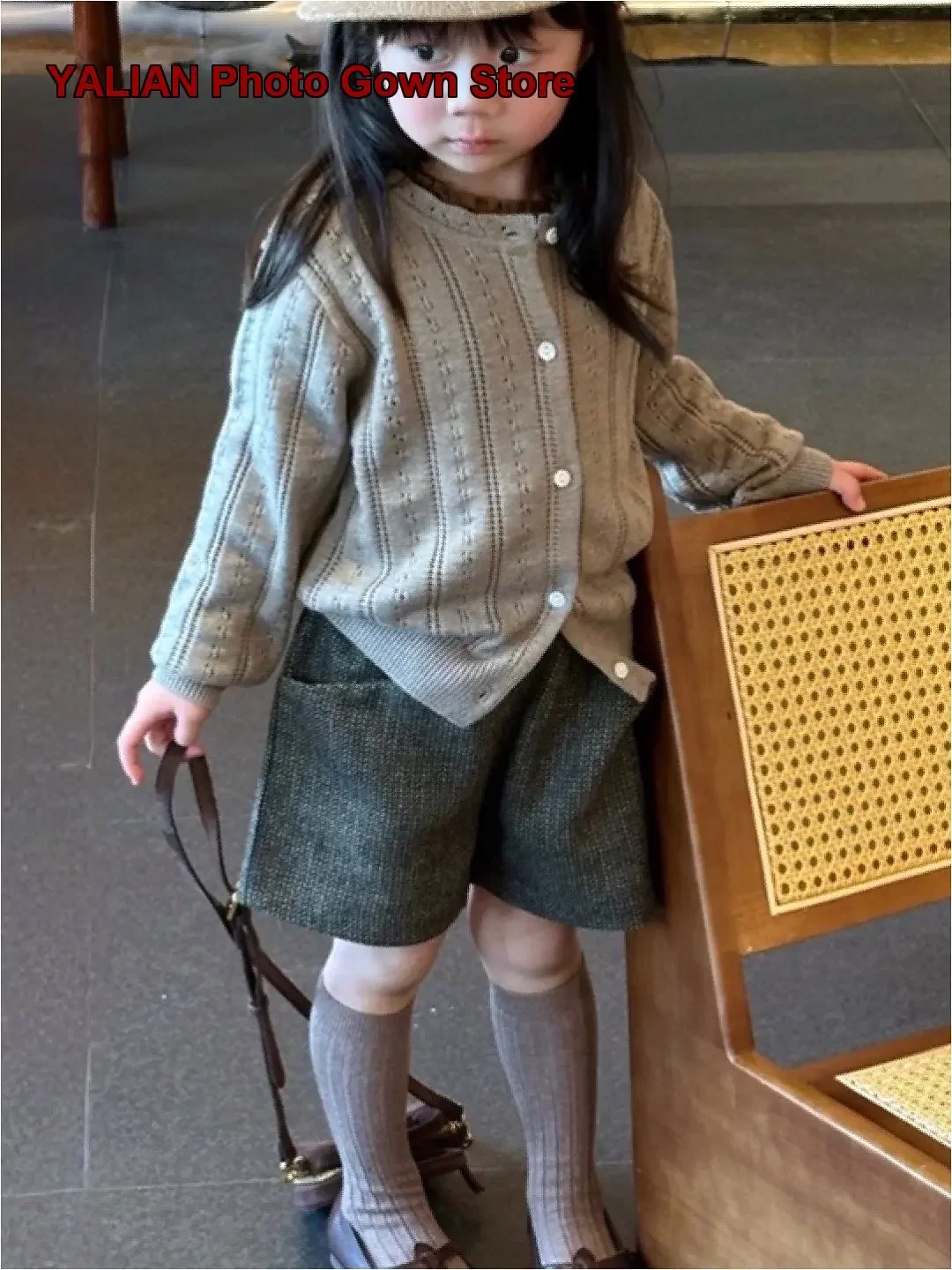 Girls Round Neck Single-Breasted Hollow Out Cardigan Spring Autumn Thin Jacket Kids