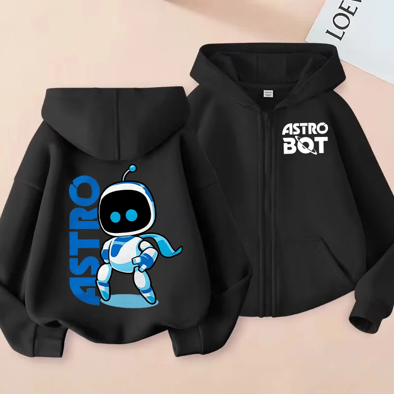 Astro Bot Zipper Coats for Children Cartoon Anime Hip Hop Sport Coat Boys Girls Autumn Winter Fashion Jacket Kids Clothes Gifts