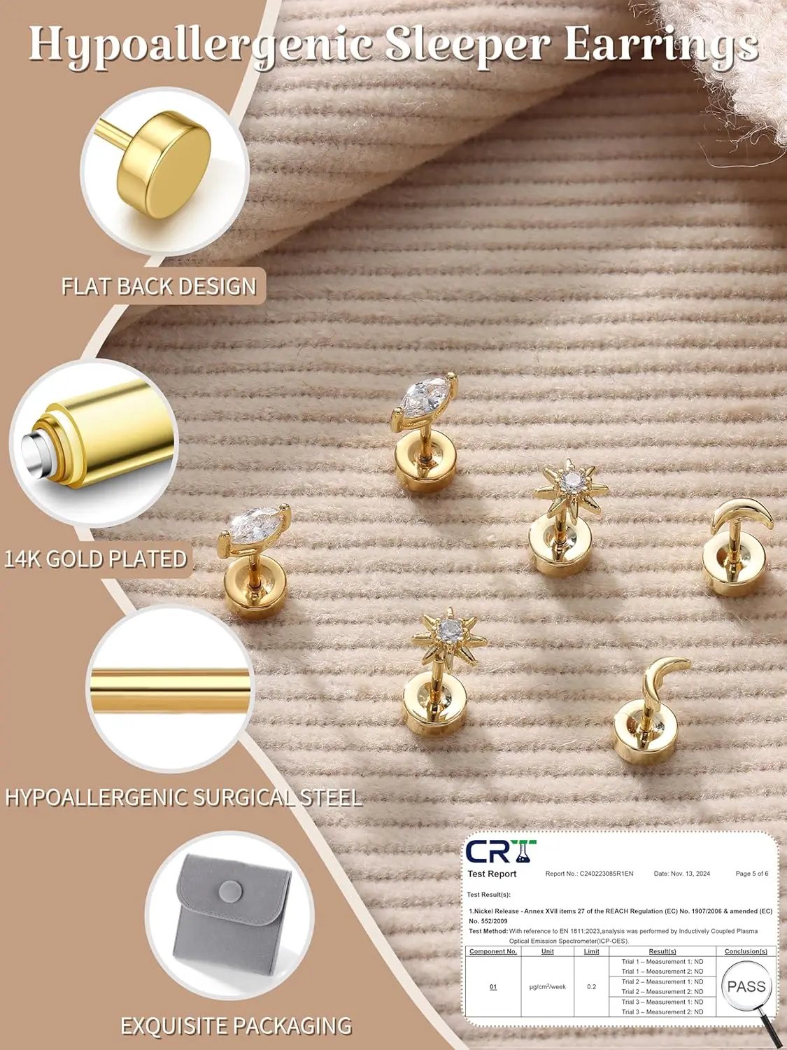 14K الذهب شقة عودة وأقراط للنساء الرجال لذيذ الجراحية الصلب تشيكوسلوفاكيا أوبال الغضروف اللولب متعددة ثقب مجموعات مجوهرات