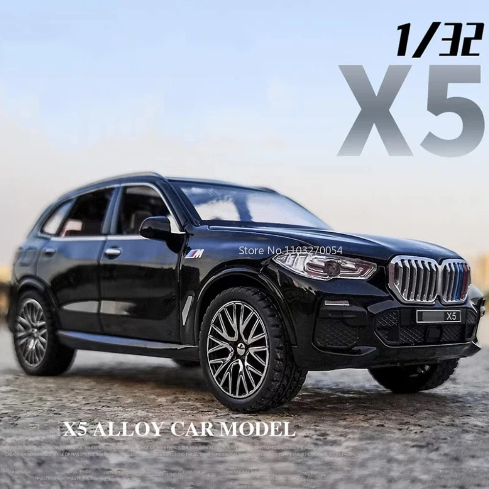 

1:32 BMW X5 SUV, миниатюрные модели автомобилей из сплава, литье под давлением, игрушка, звуковой свет, 6-дверные открытые резиновые шины, коллекция транспортных средств для детей, подарок