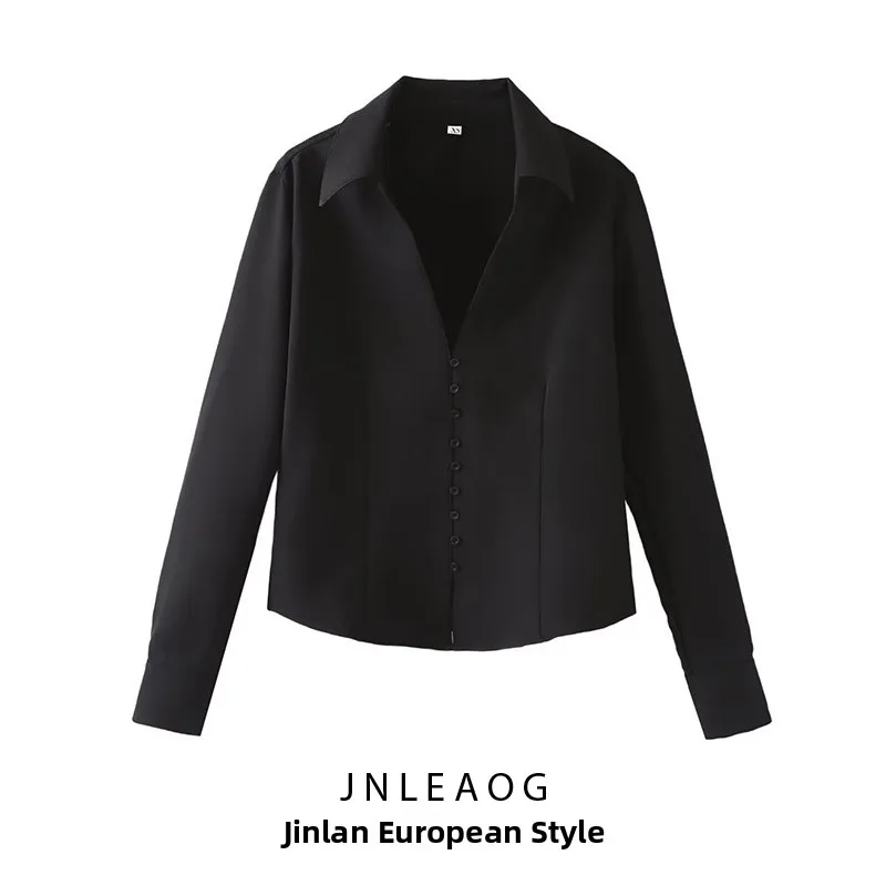 JNLEAOG, новинка весны, женские модные длинные свечьи длинные отложные воротники, полиэфирное волокно, облегающие пуговицы с v-образным вырезом, чистый цвет