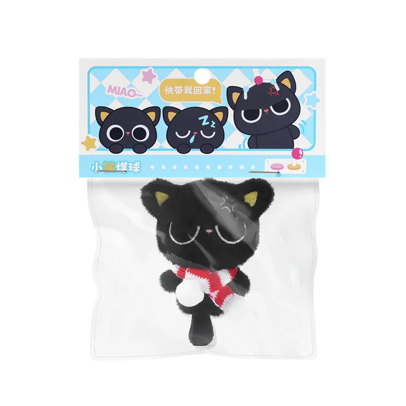 Peluche piccolo gatto nero bambola cordino cartone animato carino borsa ciondolo cordino portachiavi regalo