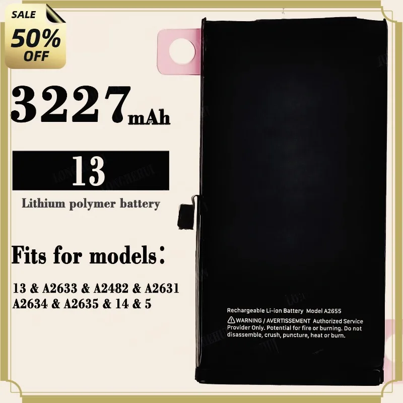 

New 3227mAh A2655H Large Capacity Battery for IPhone 13/A2633/A2482/A2631/A2634/A2635 Batteries New High Quanlity
