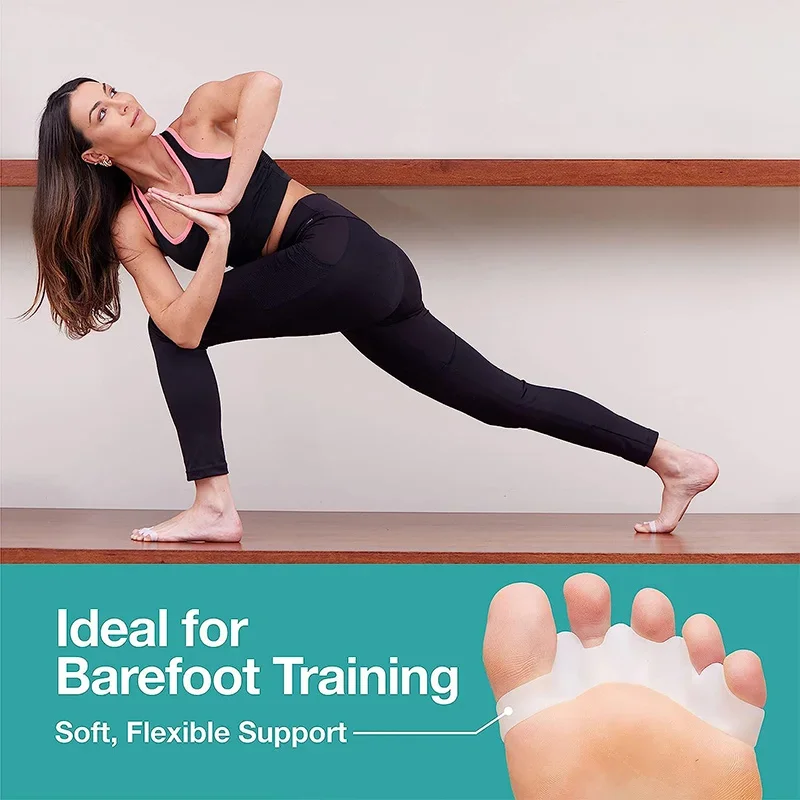 1 pasang orthotic jari kaki silikon lembut, pemisah kaki, Bunion dan Hammertoe Orthotics, cocok untuk berlari dan latihan Yoga