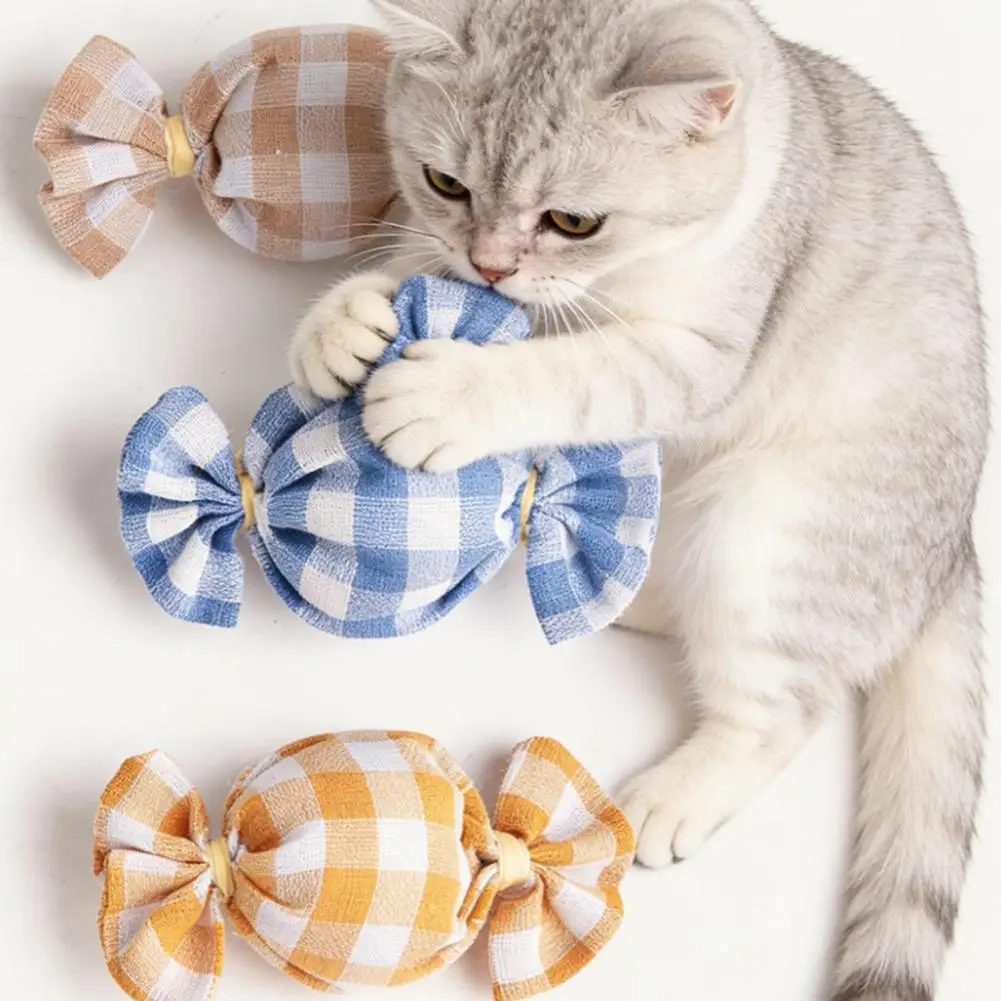 

Wear-resistant Cat Toy,Candy Shape,Hunting Instinct Self-Play Kitten Kick Toy,Interactive Plush Chew Bite Toy for Indoor Cats