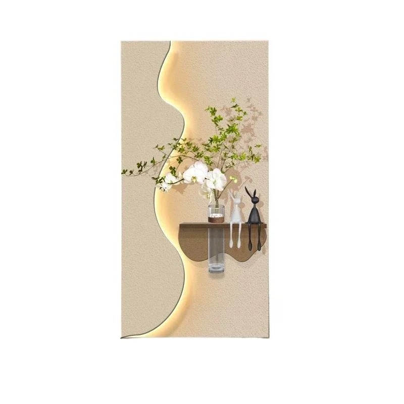 Pintura decorativa de entrada de viento en crema, plantas verdes hidropónicas para entrar en casa, pintura de iluminación Mural opuesto en la puerta