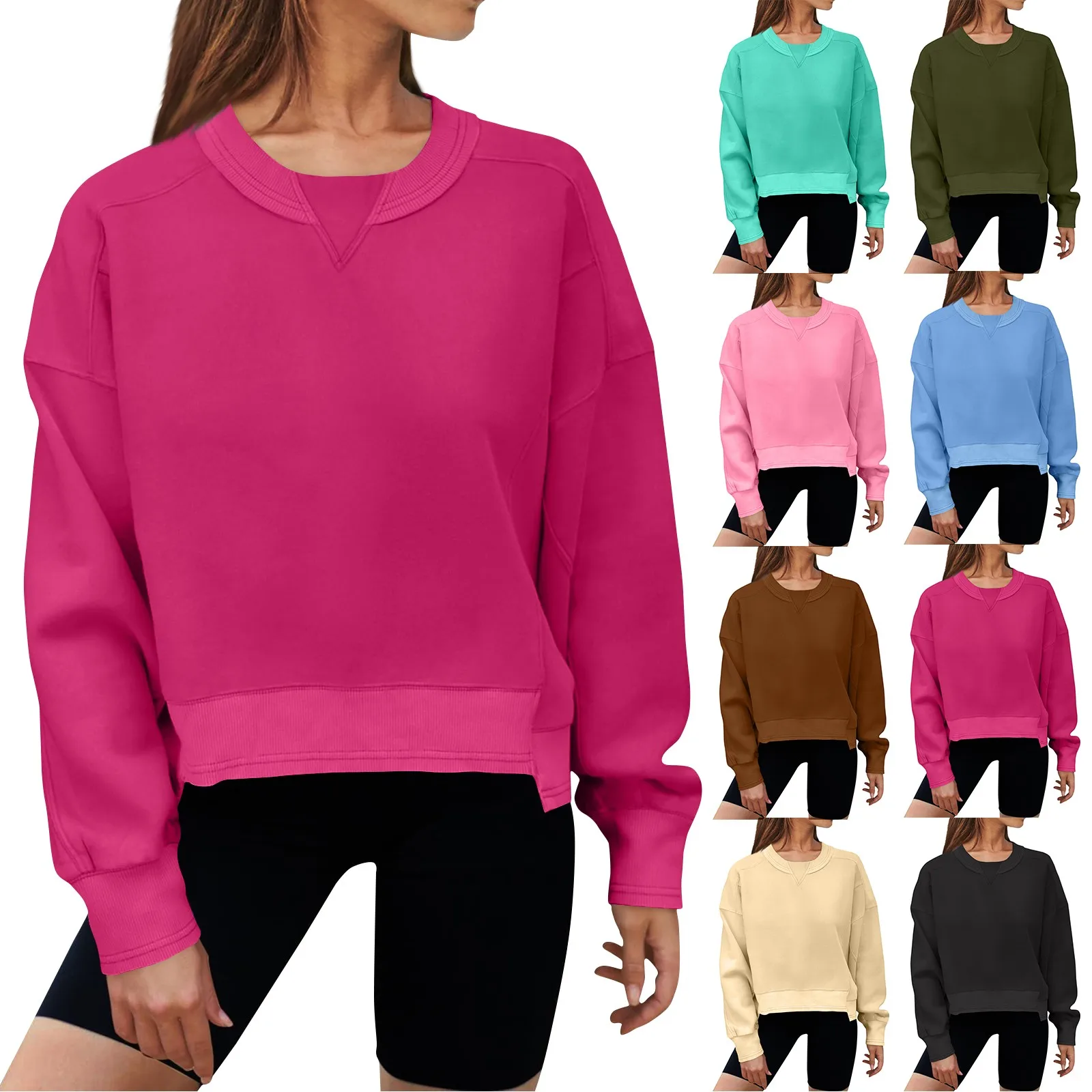 Women Casual Loose Sweatshirt Autumn Winter Long Sleeve Sweatshirt Simple Tops Lazy Style Pullover Tops 2024 New