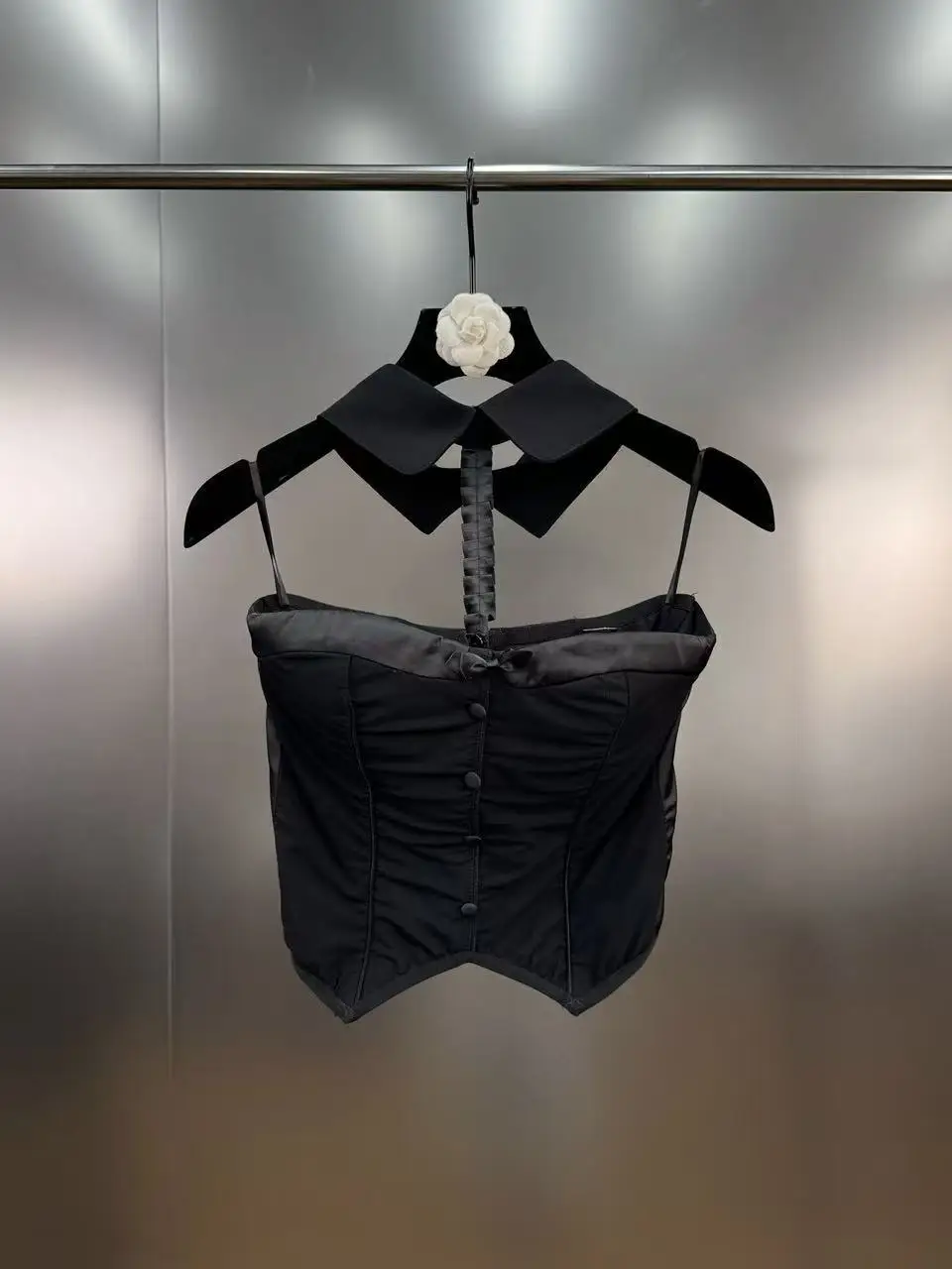 

Сексуальный корсетный топ на бретелях с открытой спиной и пряжкой, черный модный женский жилет для вечеринки в честь дня рождения, бар, клубная одежда