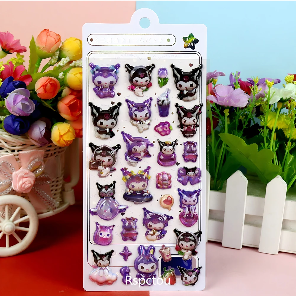 لطيف سينامورول Pochacco 3 ملصقات الإغاثة كورومي بلدي ميلودي الكرتون فقاعة الديكور الشارات Kawaii هدايا الحفلات ملصق #4