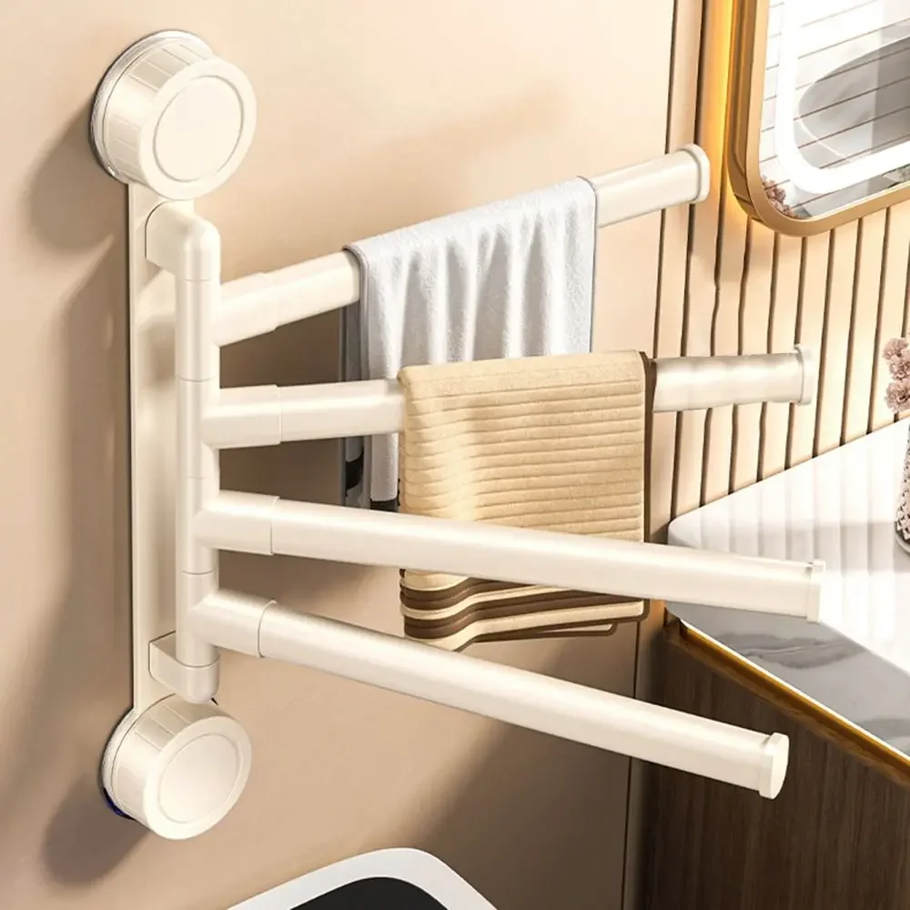 

Swivel Towel Bar Rotating Suction Cup Towel Rack Multi-bar Wall-mounted Bathroom Towel Rod Easy To Install Waterproof