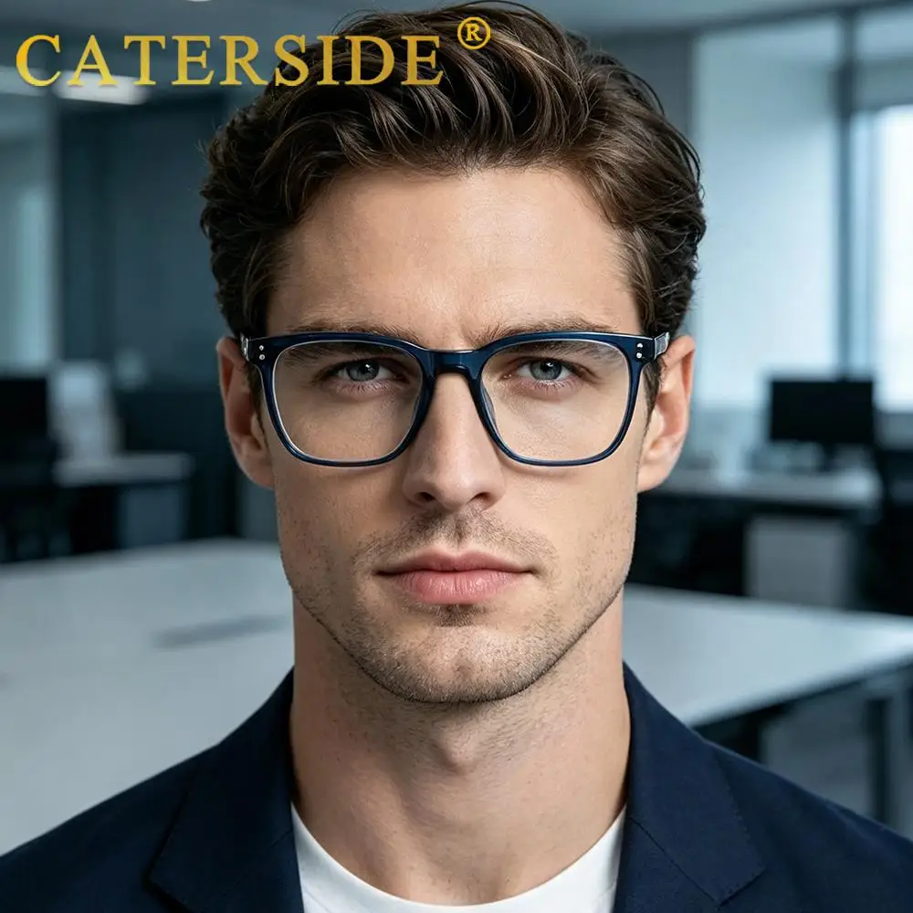 CATERSIDE Neue Modische Quadratische Anti-Blaulicht-Brille für Herren, Business- und Büro-Computer-Blaulicht-Schutzbrille für Damen – Detail 3