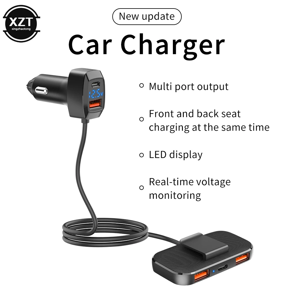 12-24V Car USB C Charger 5 Ports Multi-ports Extension Type C USB 3.1A Fast Charging Phone Charger 31W High Power Adapter