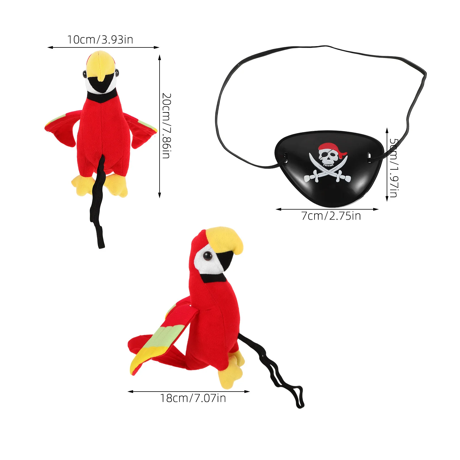 Ensemble d'accessoires de Cosplay Pirate, 1 ensemble, fourniture de fête d'halloween, masque pour les yeux de perroquet en peluche, accessoire de Costume, déguisement de jeu de rôle