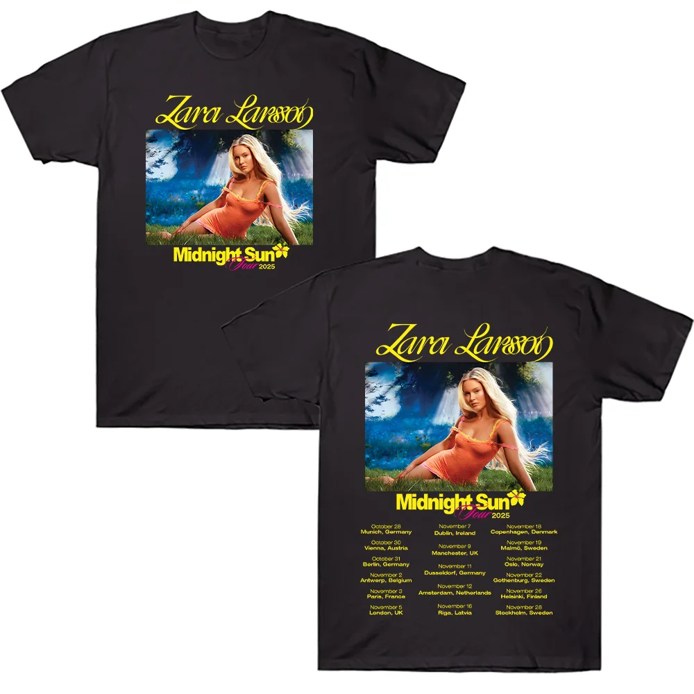 

Zara Larsson Midnight Sun Tour 2025 T Shirt Men Women Cotton Tees Ummer Casual Short Sleeve Round Neck Clothing Loose Tops Trend