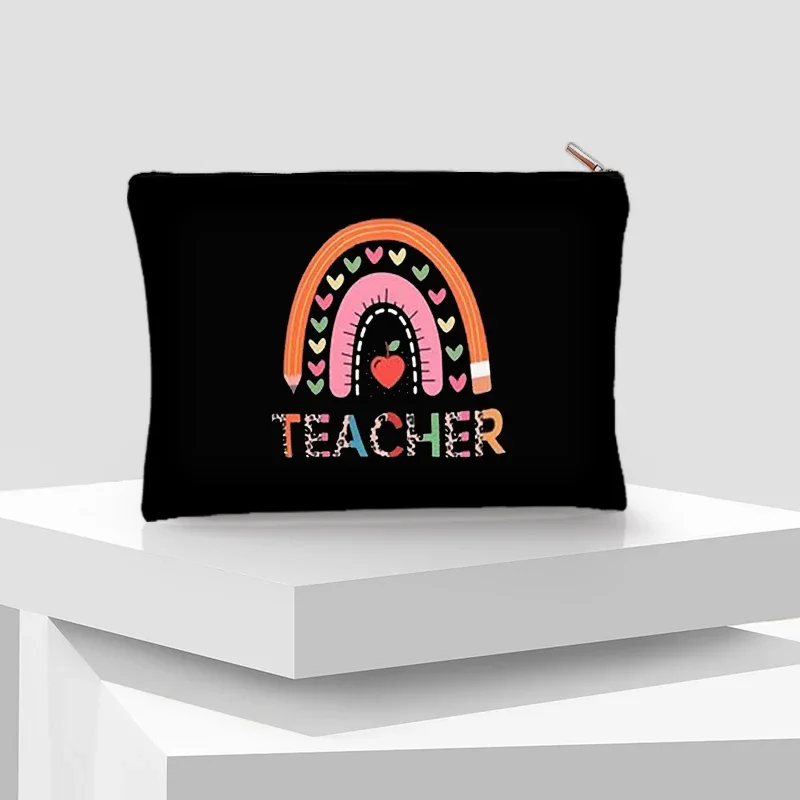 Borsa per il trucco stampata con motivo insegnante torna scuola miglior regalo insegnanti studente matita gomma borsa per l'apprendimento borsa da viaggio da donna