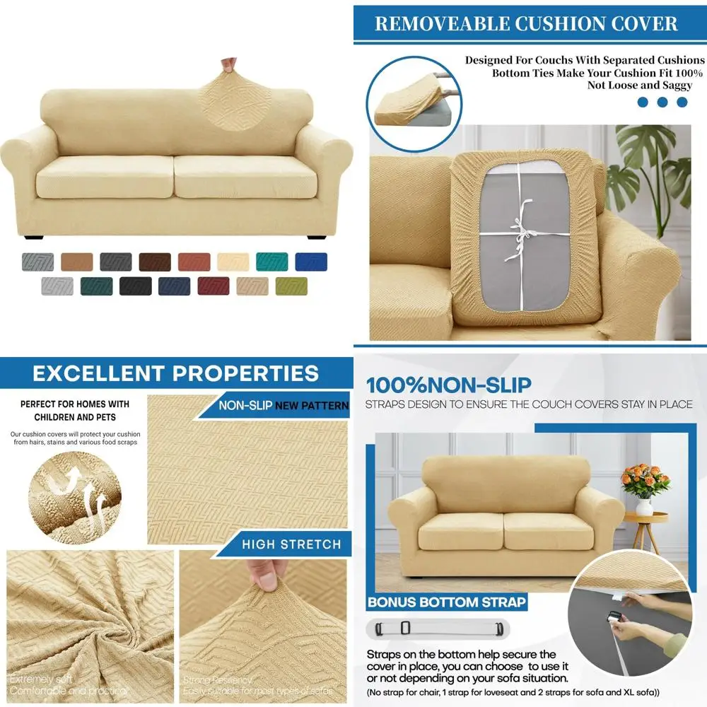 

Universal Stretch Sofa Covers for 2 Large Seat Cushions - Extra Large Couch Covers, Super Stretch Fabric for Comfortable Sofa
