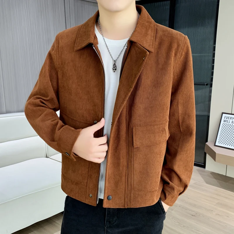 

Модная мужская куртка с воротником на молнии для весны и осени, новая повседневная универсальная верхняя одежда из полиэфирного волокна