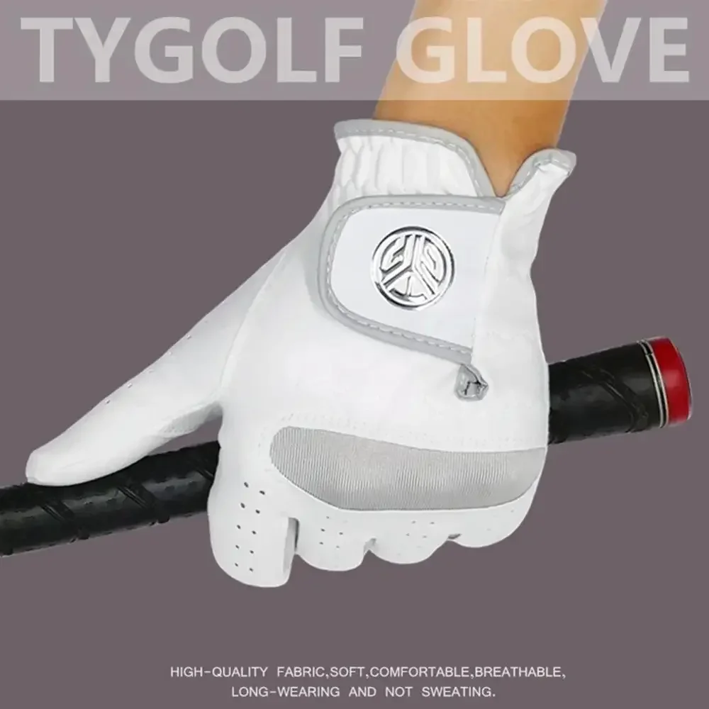 1 Pcs Men\'s Left Hand Golf Glove Right Hand Micro Soft Fiber Breathable Mens Golf Gloves White Color