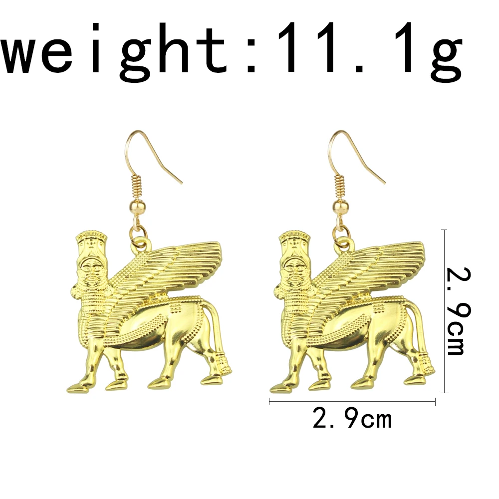 أقراط قلادة أشور للنساء والرجال لاما، لاما، ثور مجنح لاماسو هي مجوهرات إلهية واقية آسيوية #4