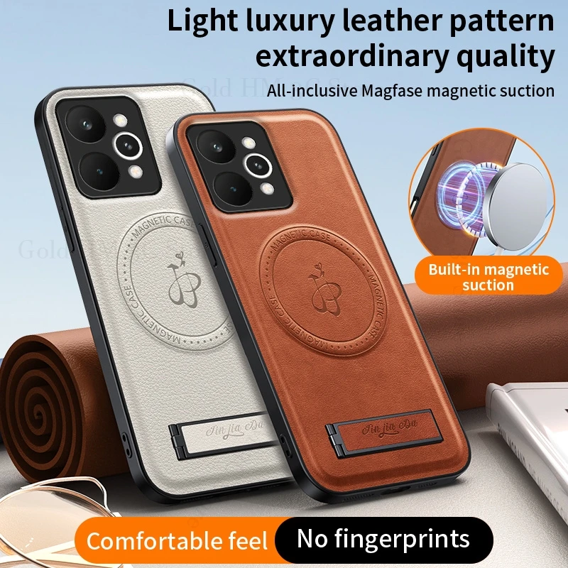 

For Redmi K90 Pro Max Luxury Leather Kickstand Case POCO F7 Ultra Wireless Charging Stand Magnetic Cover Poco X7 Pro For Magsafe