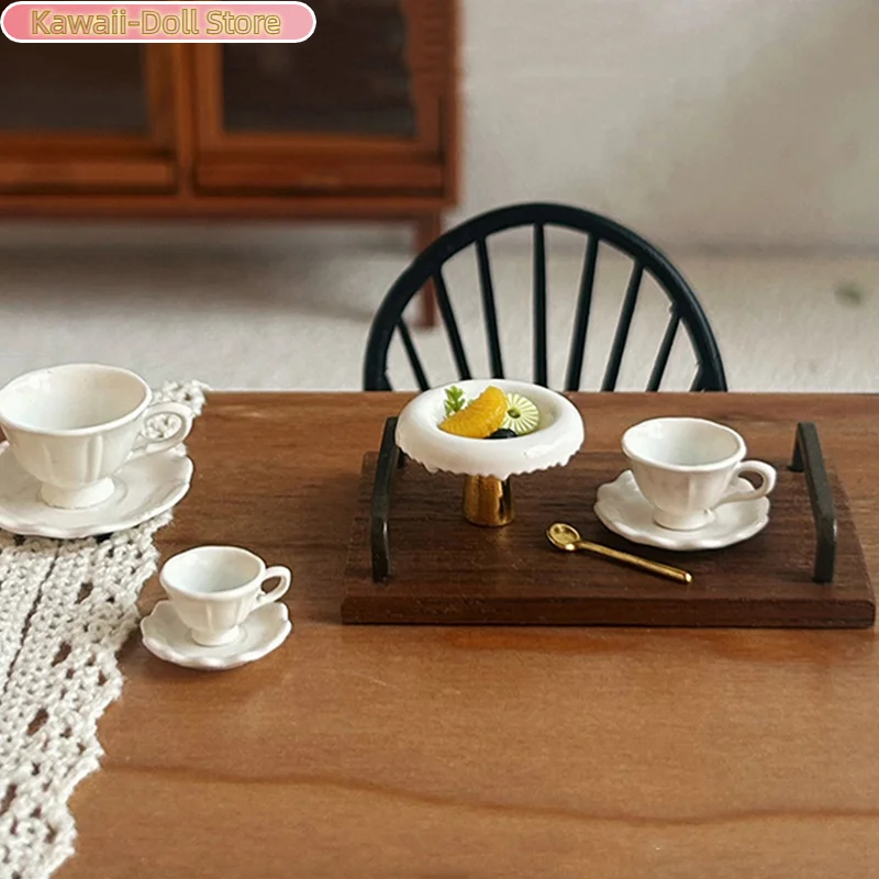 1 Uds. Casa de muñecas en miniatura, taza de café Retro francesa, modelo de placa, casa de muñecas, Mini juego, muebles de cocina, accesorios, decoración de escena
