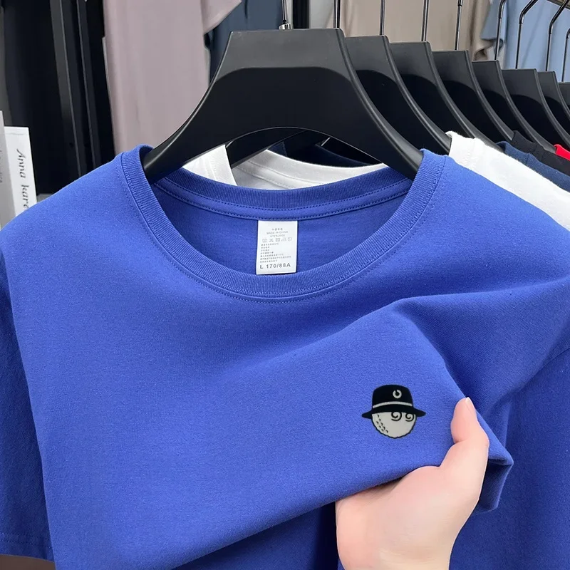 Cotton100 High-End-Design-Marken-T-Shirt für Herren, Sommer, Kurzarm, Rundhals, vielseitig, modisch, sportlich, lässig, mit Stickerei – Detail 12