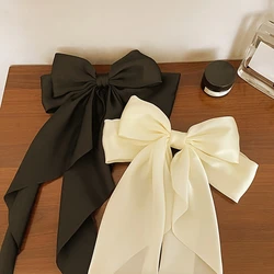 Elegant Bowknot Hair Clip Non-slip French Barrette Simple Solid Color Satin Bow Retro Headband Hair Accessories For Women