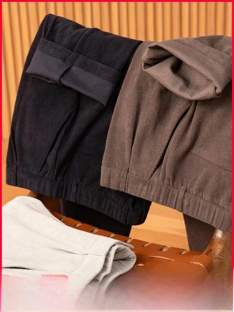 

Casual Corduroy Men's Pants Loose Fit Commuter Trousers Autumn Winter Straight Leg Pants Faionable Urban Sle Warmth