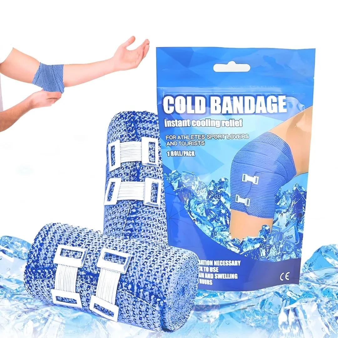 1Roll Ice Bandage Elastic Instant Cold Compression Tape Reusable Cooling Ice Tape Ankle Brace Muscle Recovery for Athletes Adult
