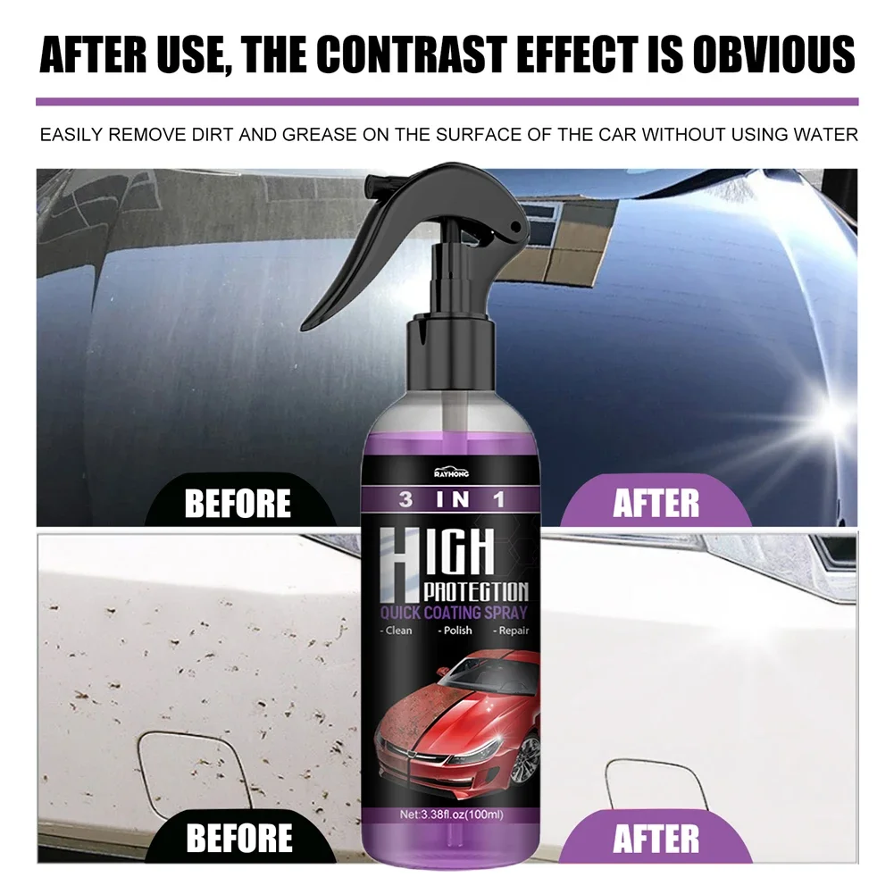 3 In 1 Car Ceramic Coating Spray High Protection Shine Armor Ceramic Car Wash Car Shield 30/100ml Polishing Spraying Wax Tools