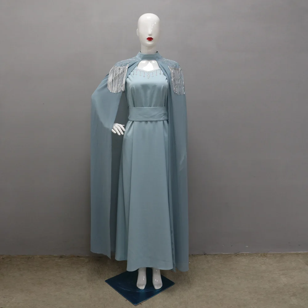 Muslim Women's Clothing Sequined Tassel Diamond Robe Shawl Dress Abaya Robe Long Loose Maxi