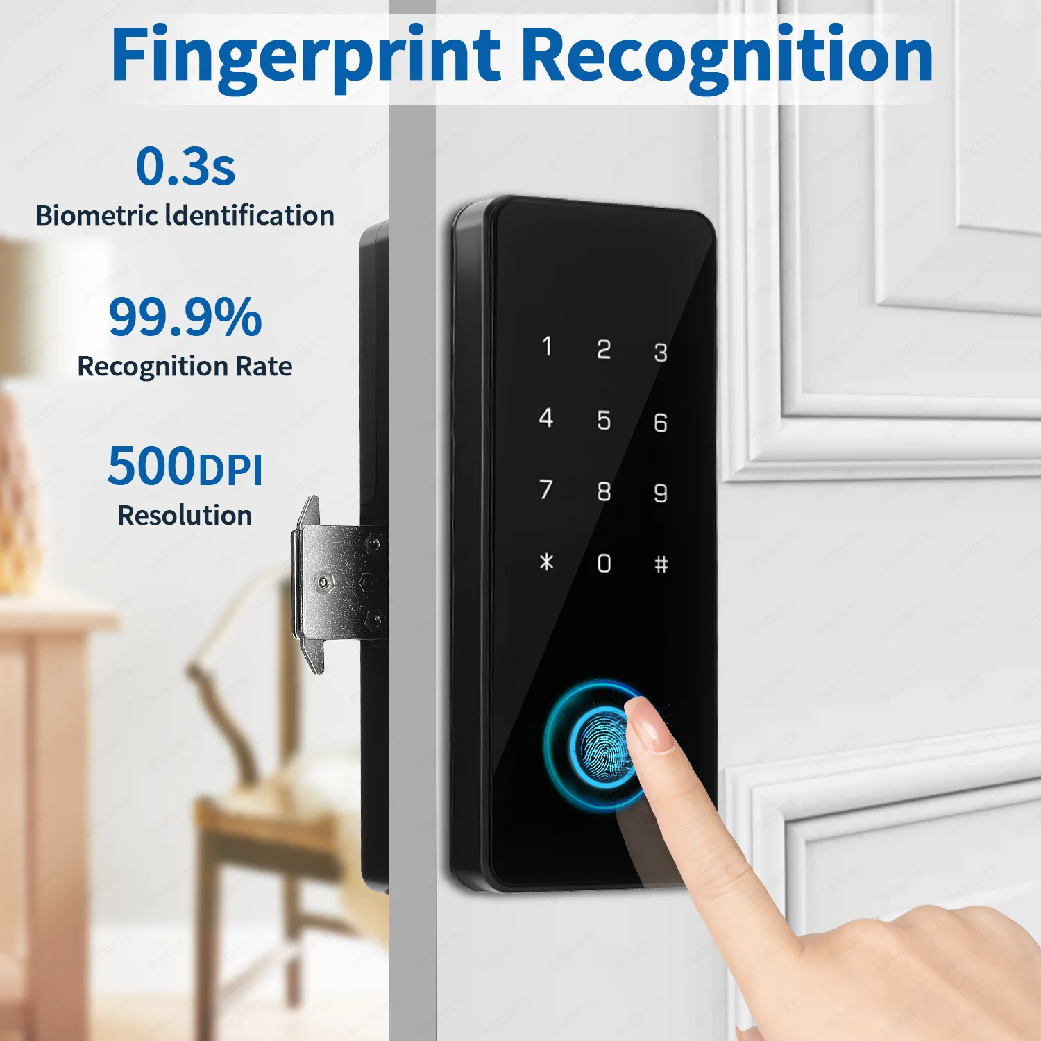 DSKDFTY Serratura intelligente per impronte digitali per porte scorrevoli in legno - Password serratura elettronica, scheda, chiave, serratura wifi Tuya