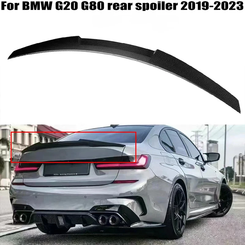 For BMW 3 Series G20 M3 G80 2019-2023 M4 Style Real Carbon Fiber Rear trunk cover spoiler Airfoil Exterior parts Accessories