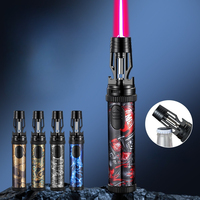 New Butane Gas Lighter Double sided Alcohol Open Straight Jet Welding Gun Metal Portable Outdoor Inflatable Lighter