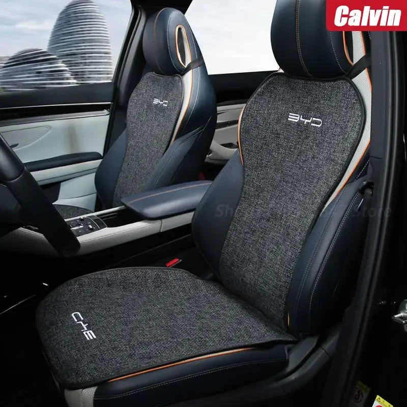 For BYD Atto 3 Yuan Plus 2022 Accessories Car Seat Covers Car Cushion BYD Linen Cushion Breathable for Summer Universal Gray