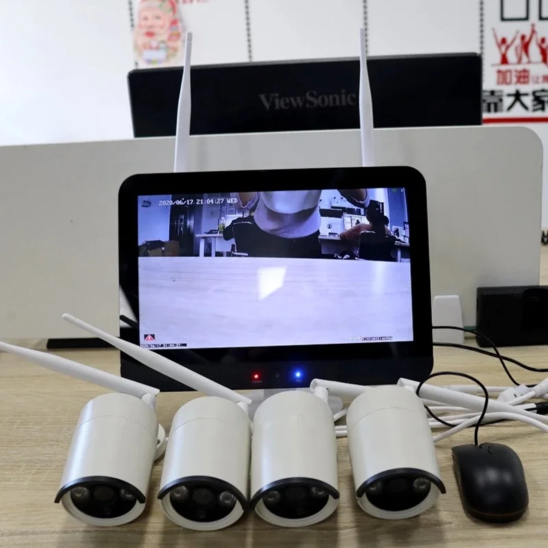 Sistema de videovigilancia CCTV de 8 canales con NVR Wifi de 1080P y sistemas de vigilancia inalámbricos Plug Play LCD de 12,5 pulgadas